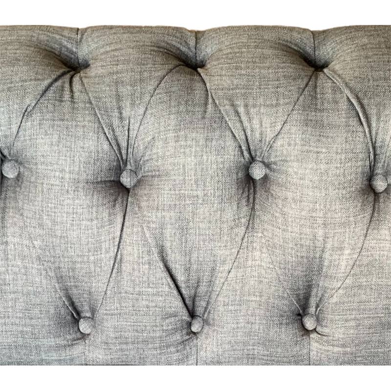 Gray Button Tufted Linen Fabric Sofa Y218