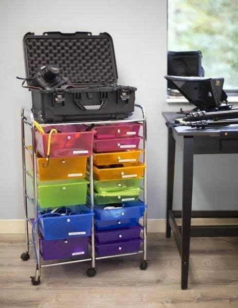 Blue Hills Studio Double Storage Cart with 15 Drawers Multi G72124