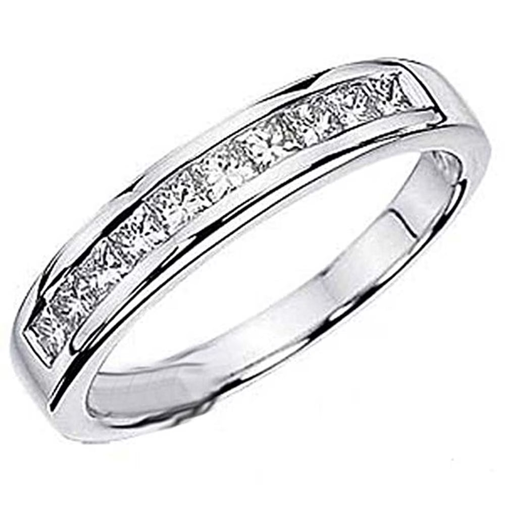 14k White Gold Princess Diamond Ring Band K113021
