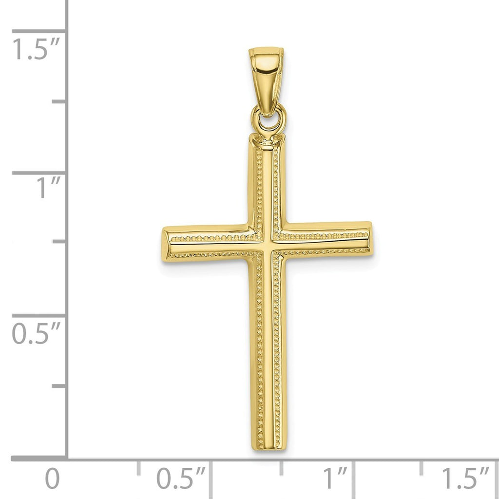 10k Solid Gold Polished Cross Pendant Necklace L902