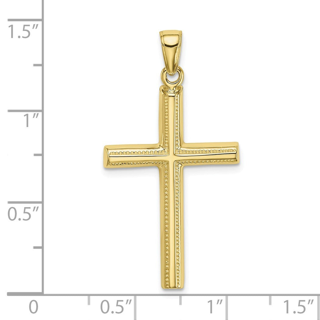 10k Solid Gold Polished Cross Pendant Necklace L902