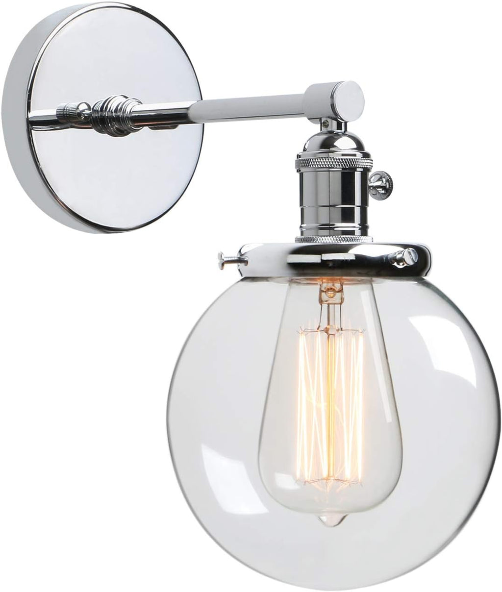 Industrial Wall Light Globe Wall Sconce with 5.9 Inch Clear Glass Canopy L4621