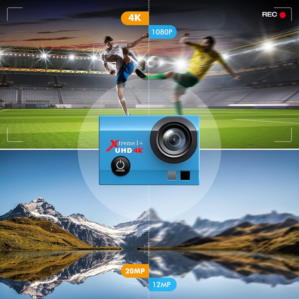 4K 16MP Waterproof Action Camera with Remote and 2 Batteries R332967