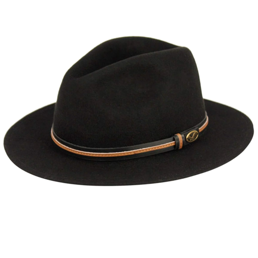 Wool Felt Outback Fedora with Faux Leather Band A827