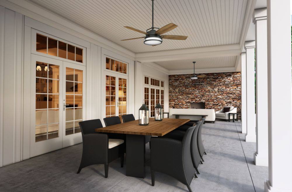 56x22 Aged Steel Ceiling Fan with Light with Wall Control C1330