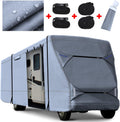Rip-Stop 210D Class C RV Cover Windproof Waterproof Camper Cover with 2Pcs Extra Long Straps & Gutter Covers Z607