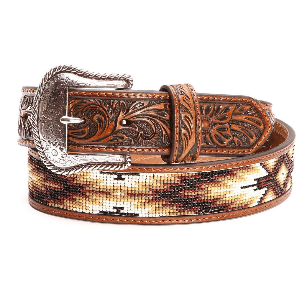 Tan Bead Inlay Western Belt H43966