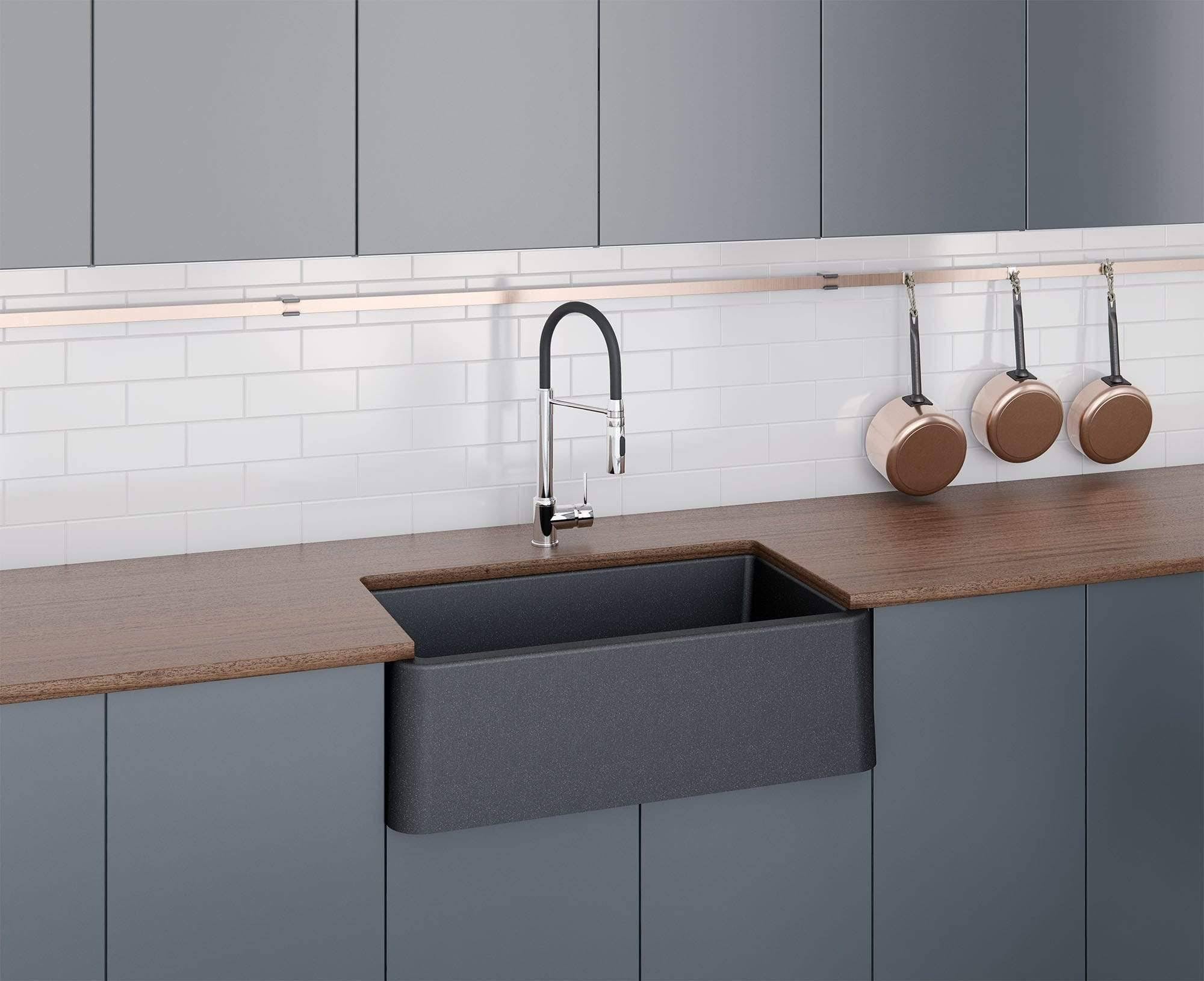 Black Metallic Apron Kitchen Sink J66004