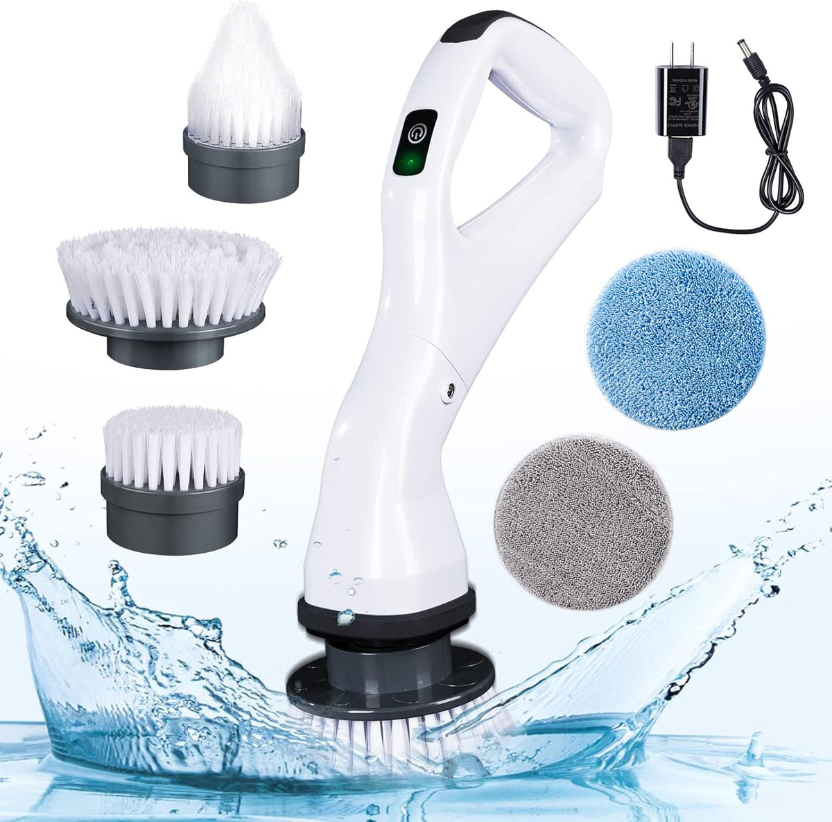 Cordless Electric Spin Scrubber with 4 Replaceable Brush Heads N9222