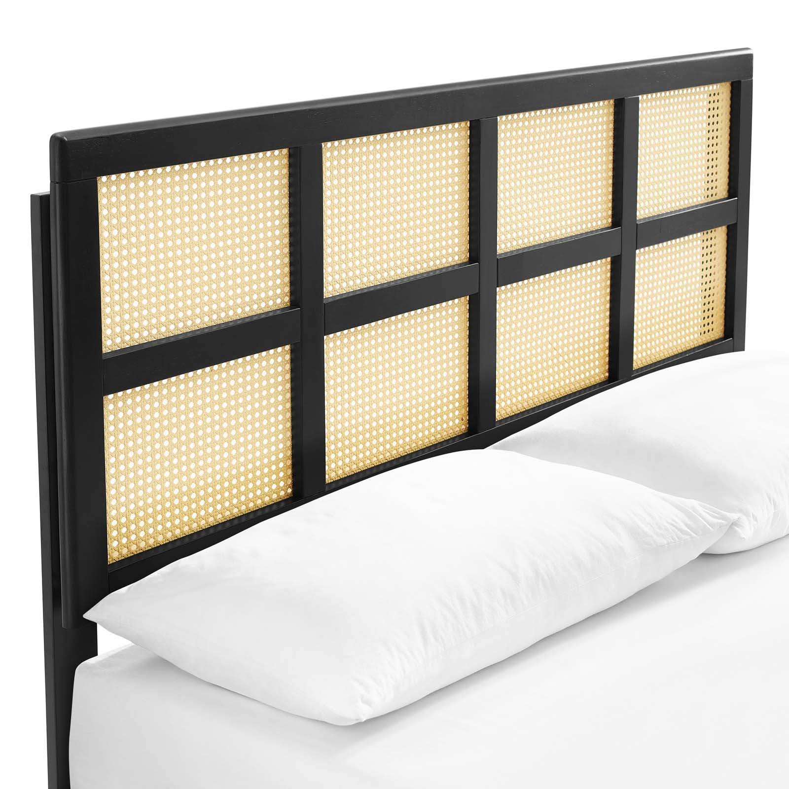 Black King Platform Bed with Angular Legs V629