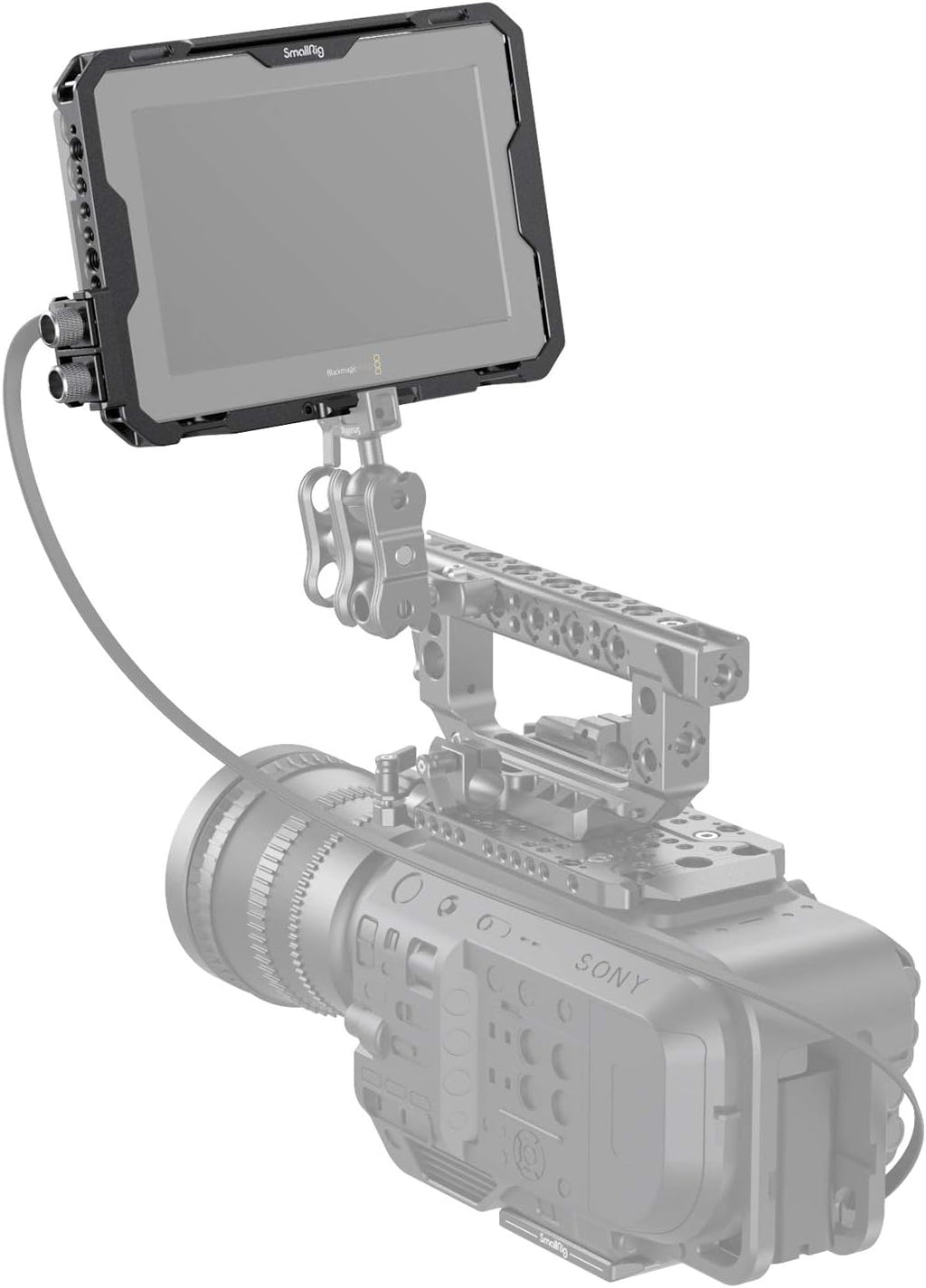 Cage with Sun Hood and HDMI Clamp for Blackmagic Design Video Assist 7 O3230