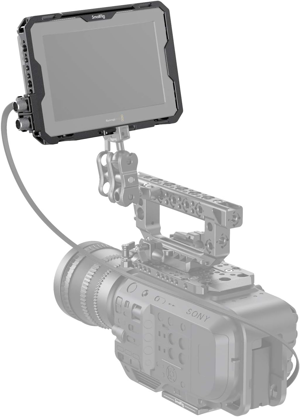 Cage with Sun Hood and HDMI Clamp for Blackmagic Design Video Assist 7 O3230