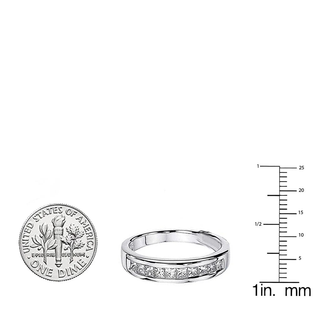 14k White Gold Princess Diamond Ring Band K113021