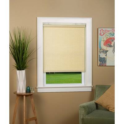 White Woven Cane Roll-Up Shade B115936