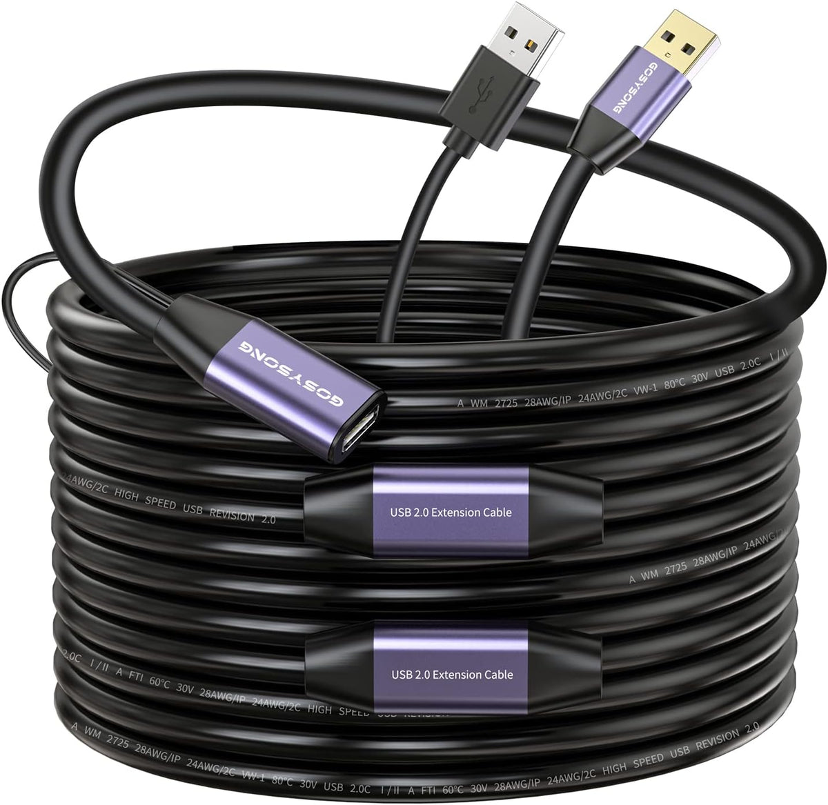 USB Extension Cable 100ft, USB 2.0 Type A Male to Female Active Repeater Cable, 480 Mbps B880