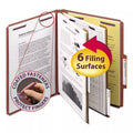Red Pressboard Classification Folders, Letter Size, 2 Dividers, 10/Box E9968