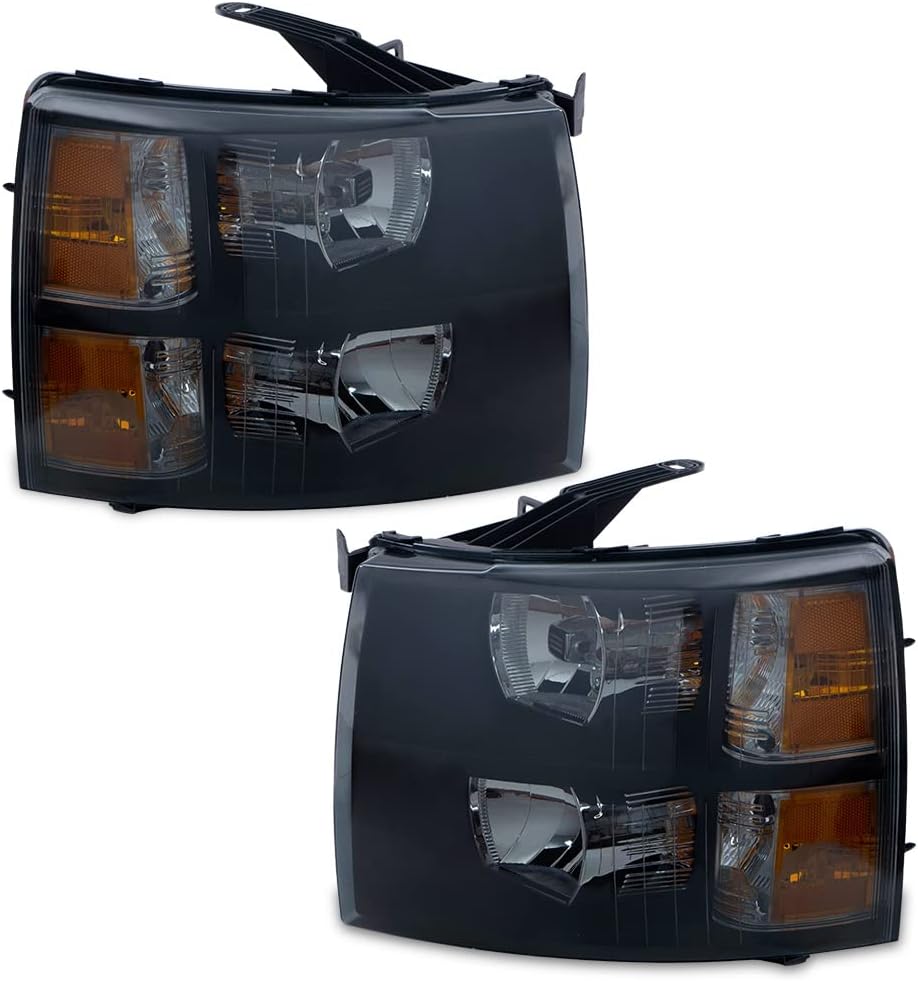 Headlights with Clear Lens Chrome Housing Amber Reflector O8803