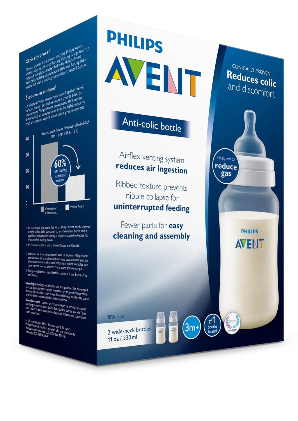 11oz 2pk Clear Anti-colic Baby Bottle N5285