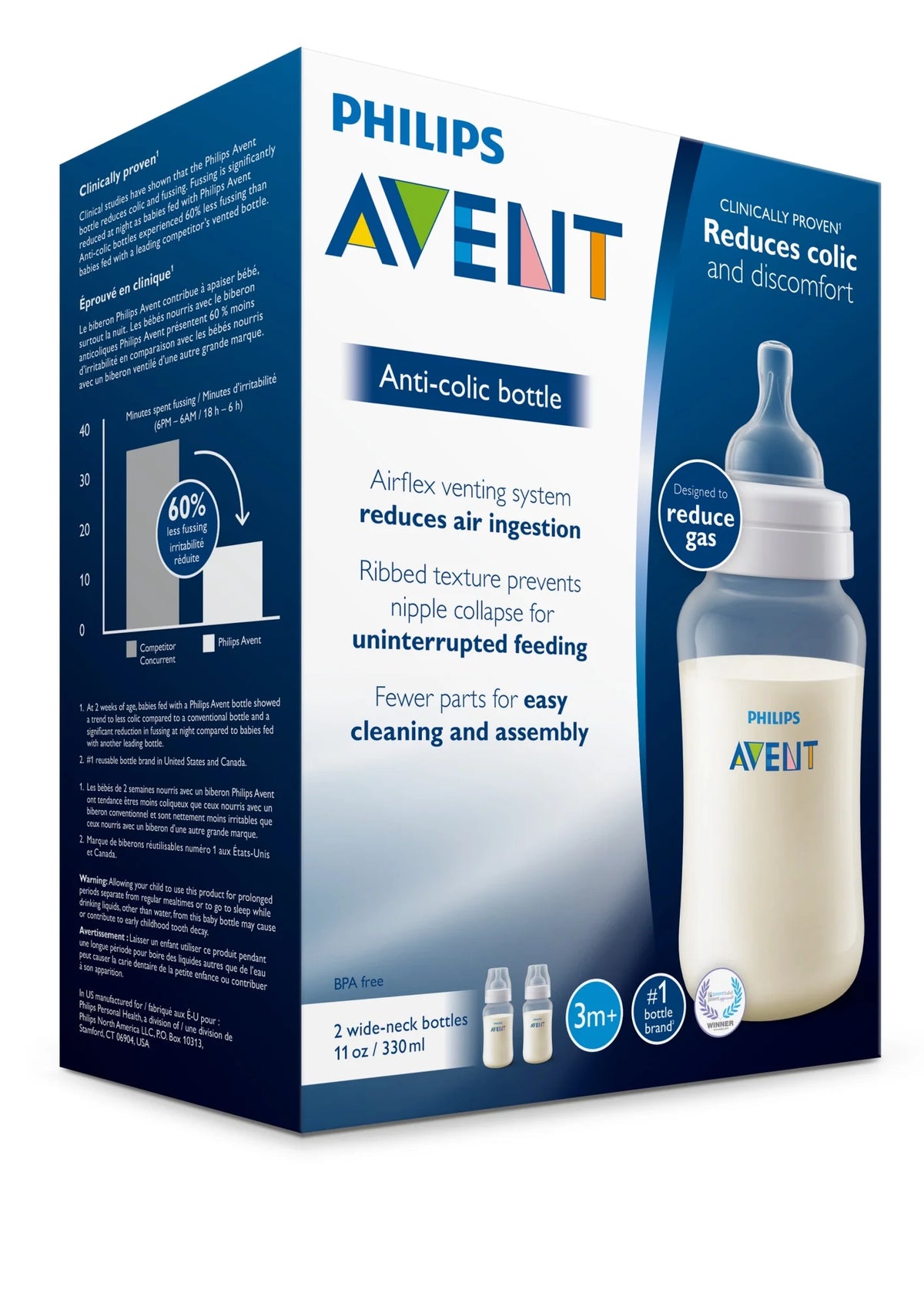 11oz 2pk Clear Anti-colic Baby Bottle N5285