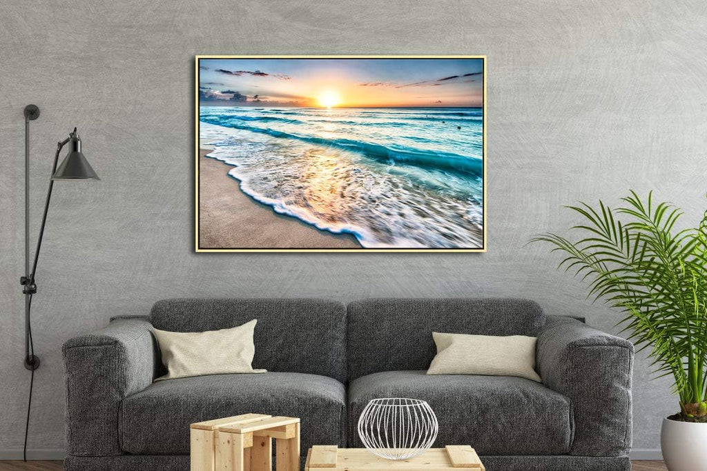 Large Canvas Prints Wall Art Ocean Beach Pictures Paintings Ready to Hang Stretched and Framed Seascape Giclee Artwork C399513
