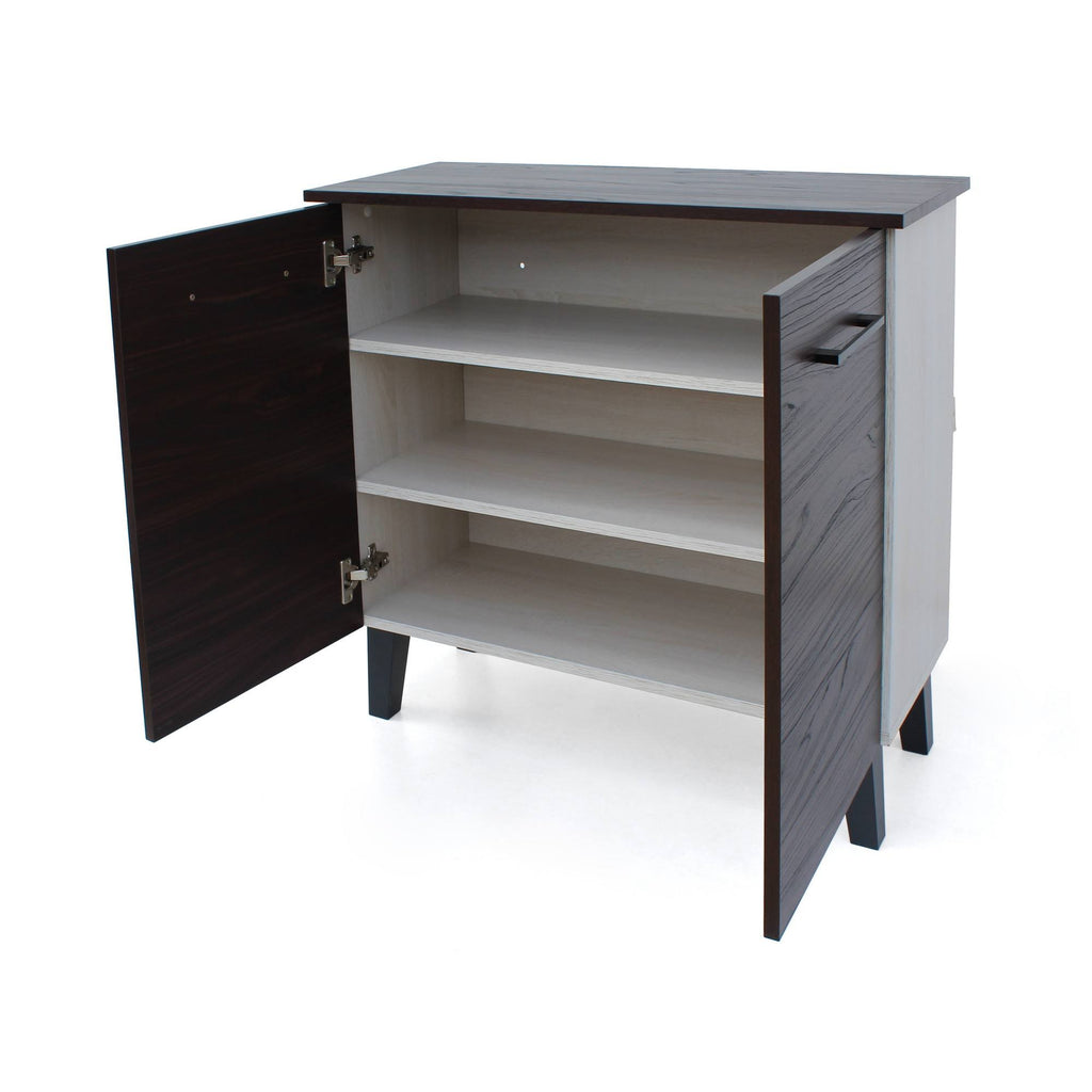 Walnut + Sonoma Oak 3-Shelf Faux Wood Cabinet L36760