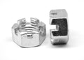 1 1/2x22-12 Fine Thread Grade 2 Slotted Finished Hex Nut Low Carbon Steel Zinc Plated A685968