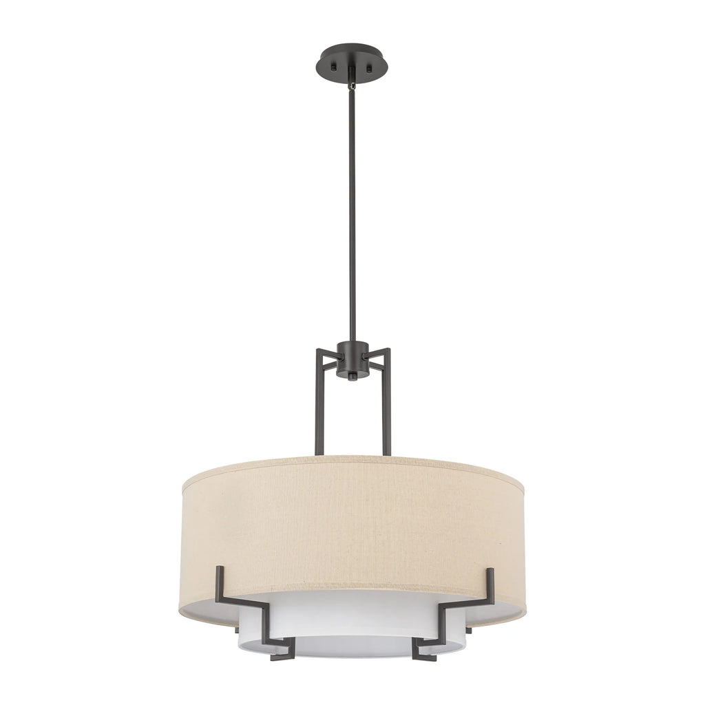 4-Light Dimmable Fabric Drum Shaded Chandelier M984380