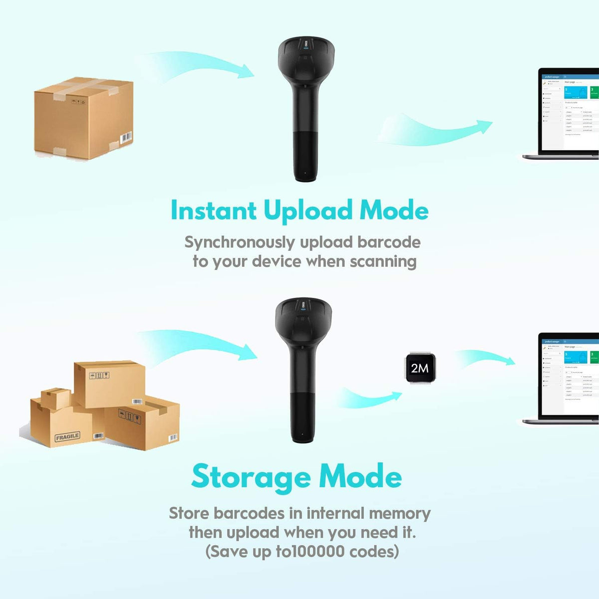 Wireless 2D Barcode Scanner with Hands-Free Stand W851490