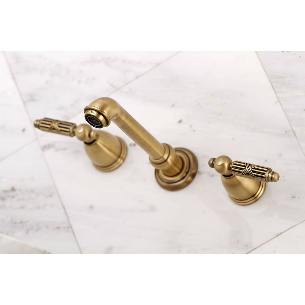 Polished Nickel 8-Inch Center Wall Mount Bathroom Faucet R73678