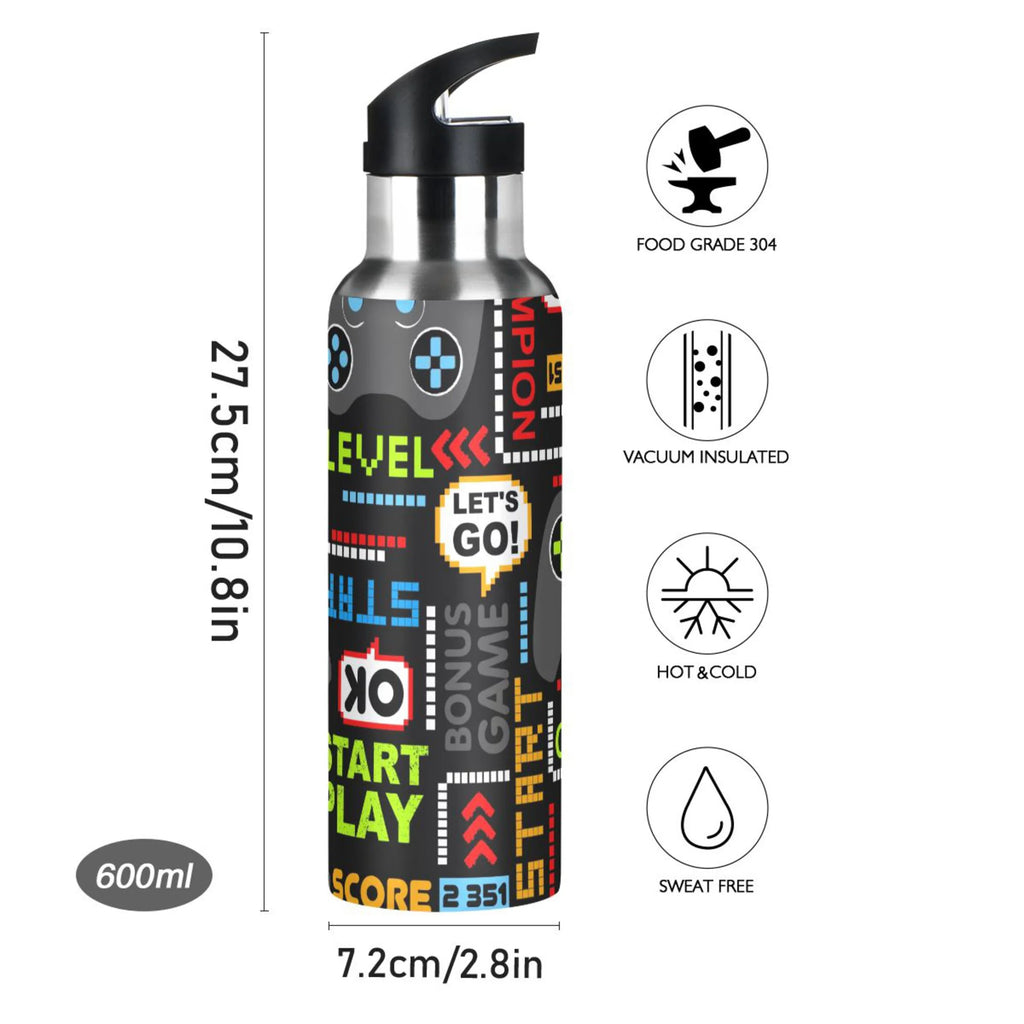 Stainless Steel 20 OZ Vacuum Insulated Water Bottle with Straw Lid X144