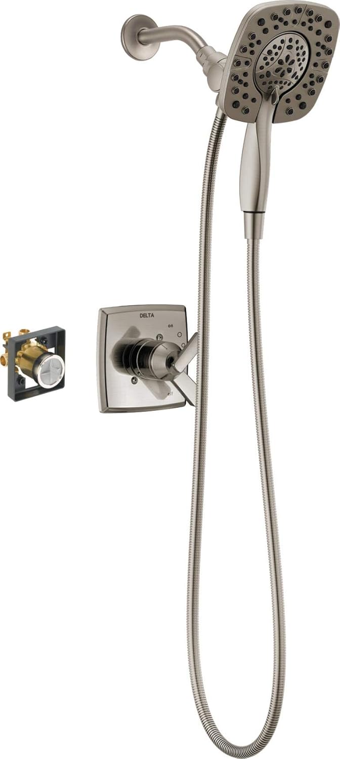 Dual-Function Shower Trim Kit with 2-Spray Hand Held Shower Head with Hose, Stainless J991