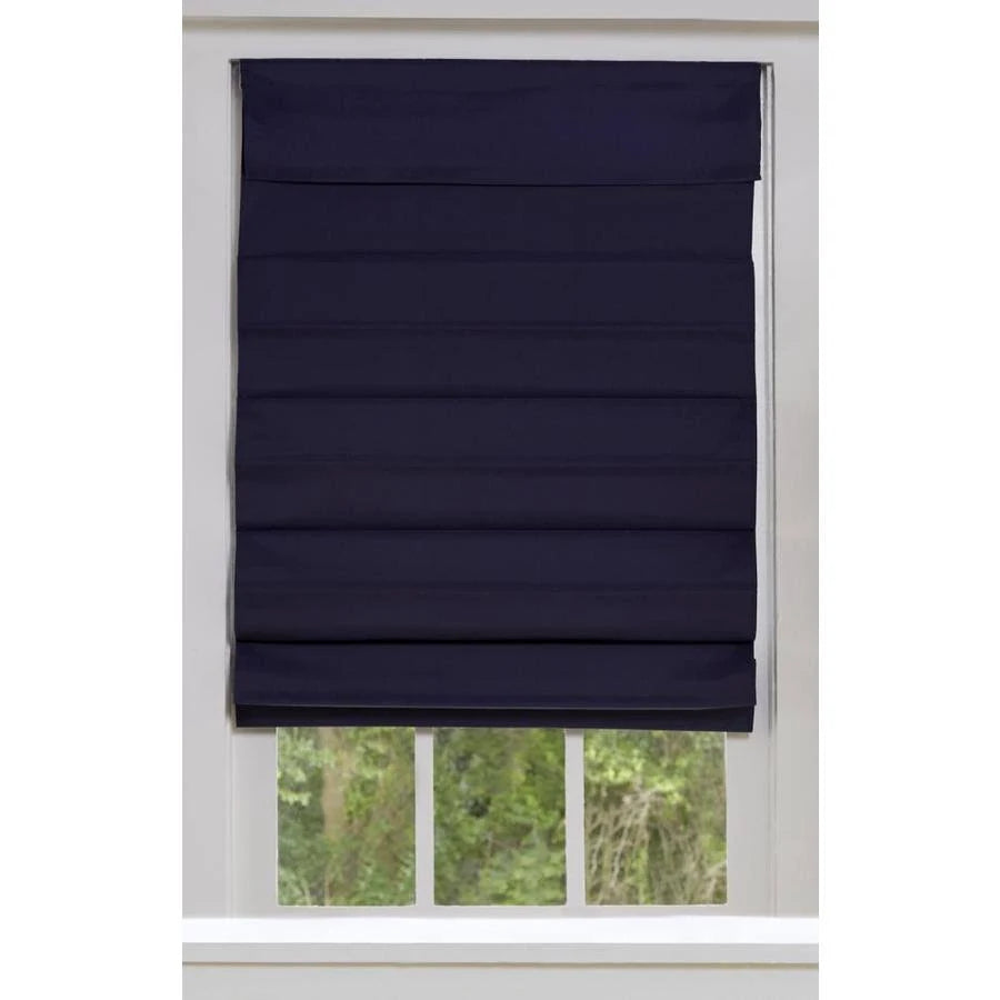 Midnight Blue Blackout Cordless Roman Shade Cotton A6435