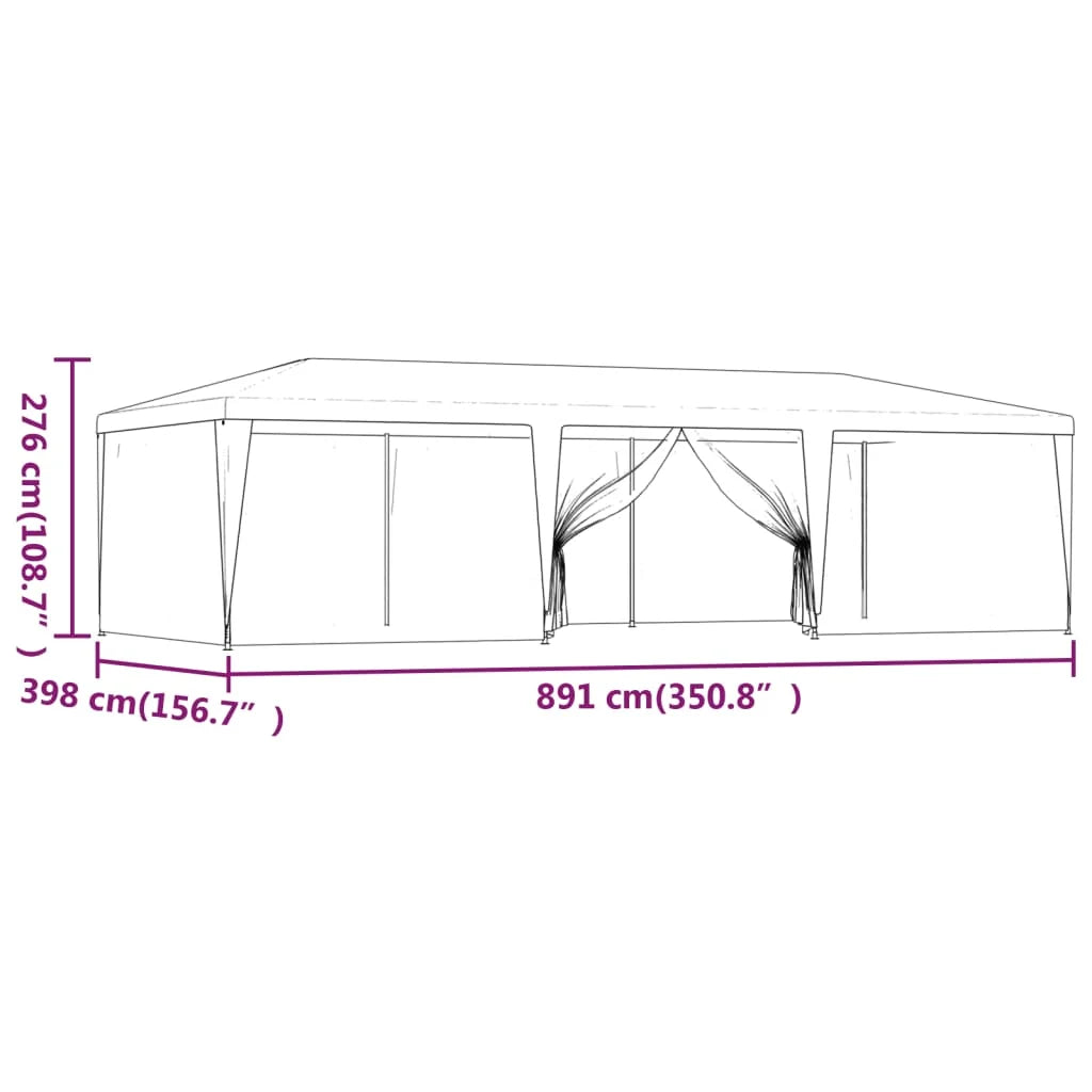 Party Tent with 8 Mesh Sidewalls Anthracite 29.5'x13.1' HDPE N462760