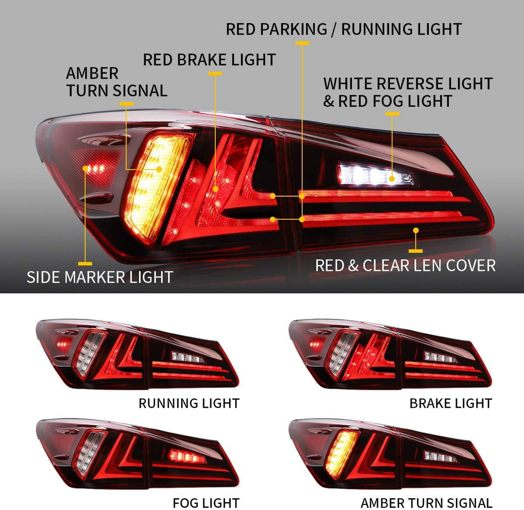 Full LED Amber Reflector Headlights & Red Taillights Assembly O80826