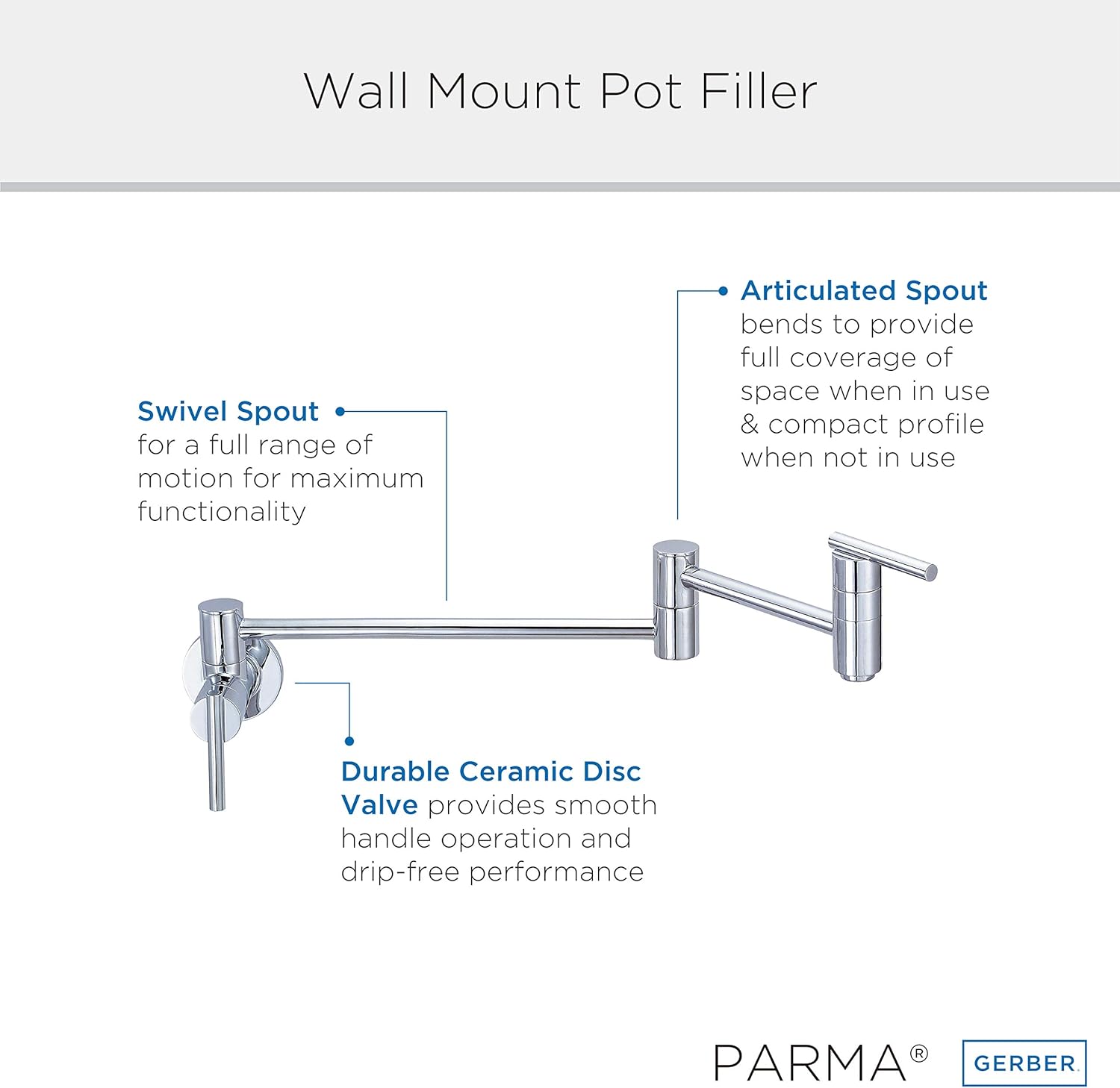 Chrome Wall Mount Pot Filler Y940514