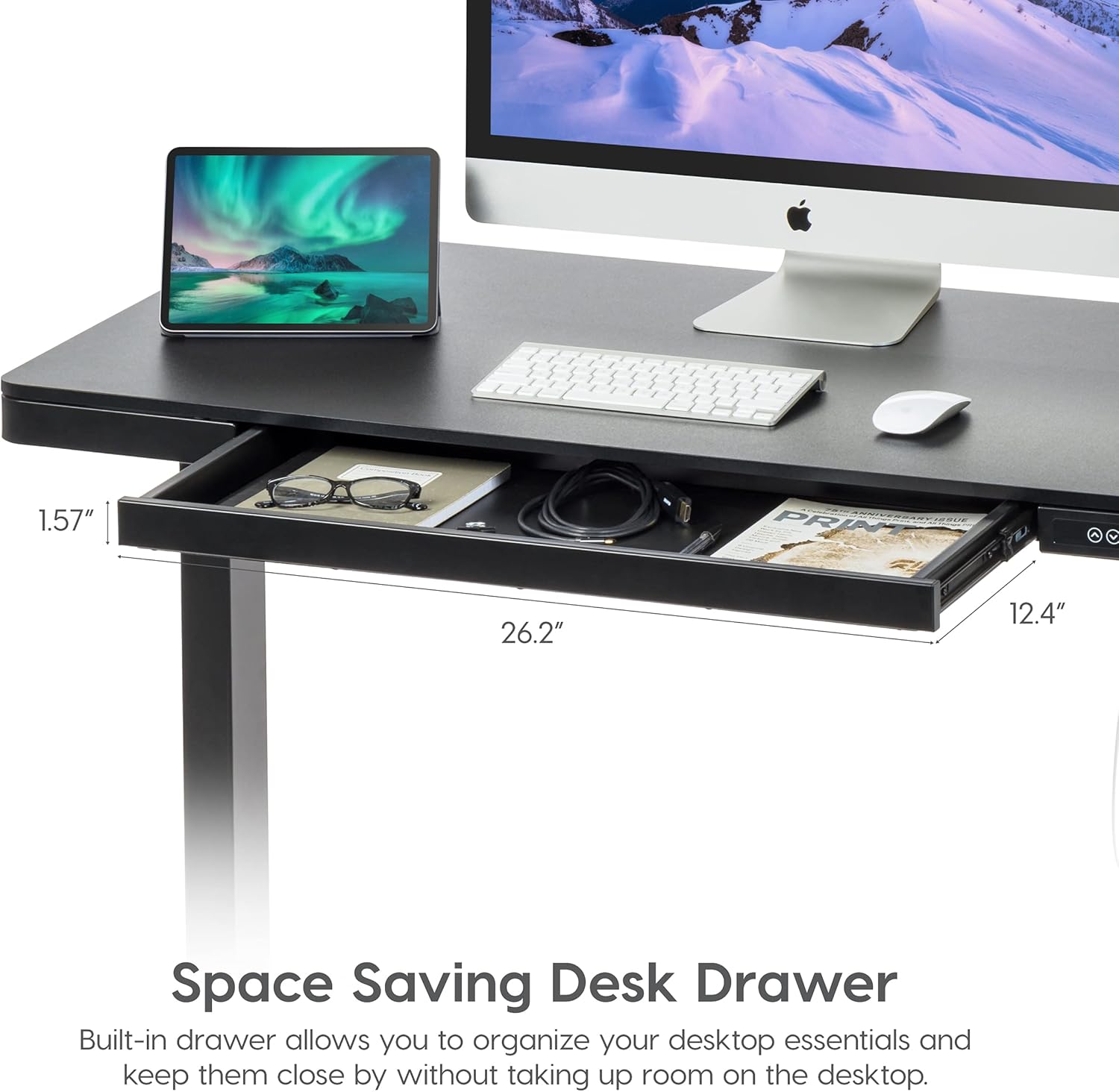 48 x 24 Inch Electric Height Adjustable Standing Desk with Drawer and USB Ports D61385