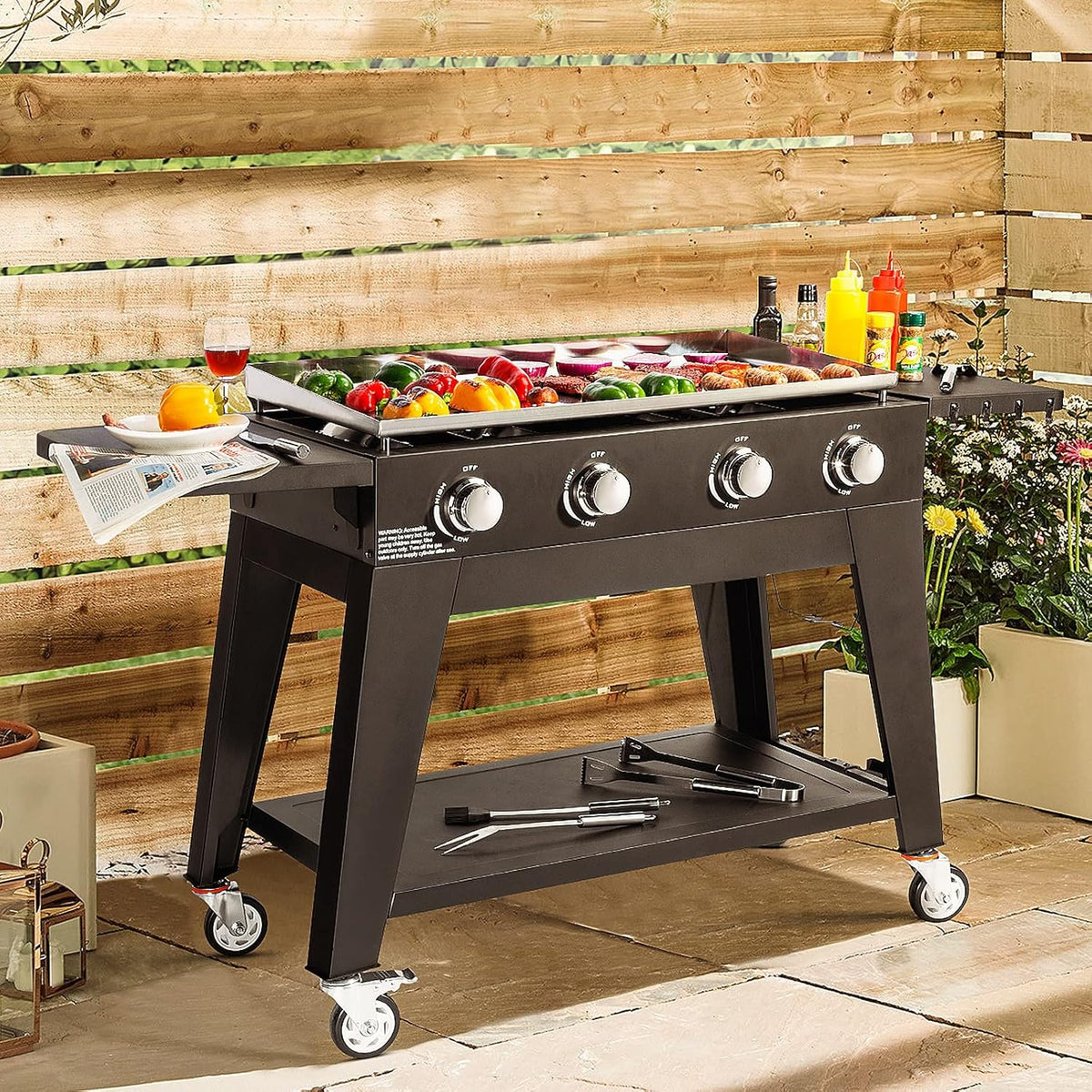 4 Burner Propane Gas Grill with Two Cooking Grate Q919973