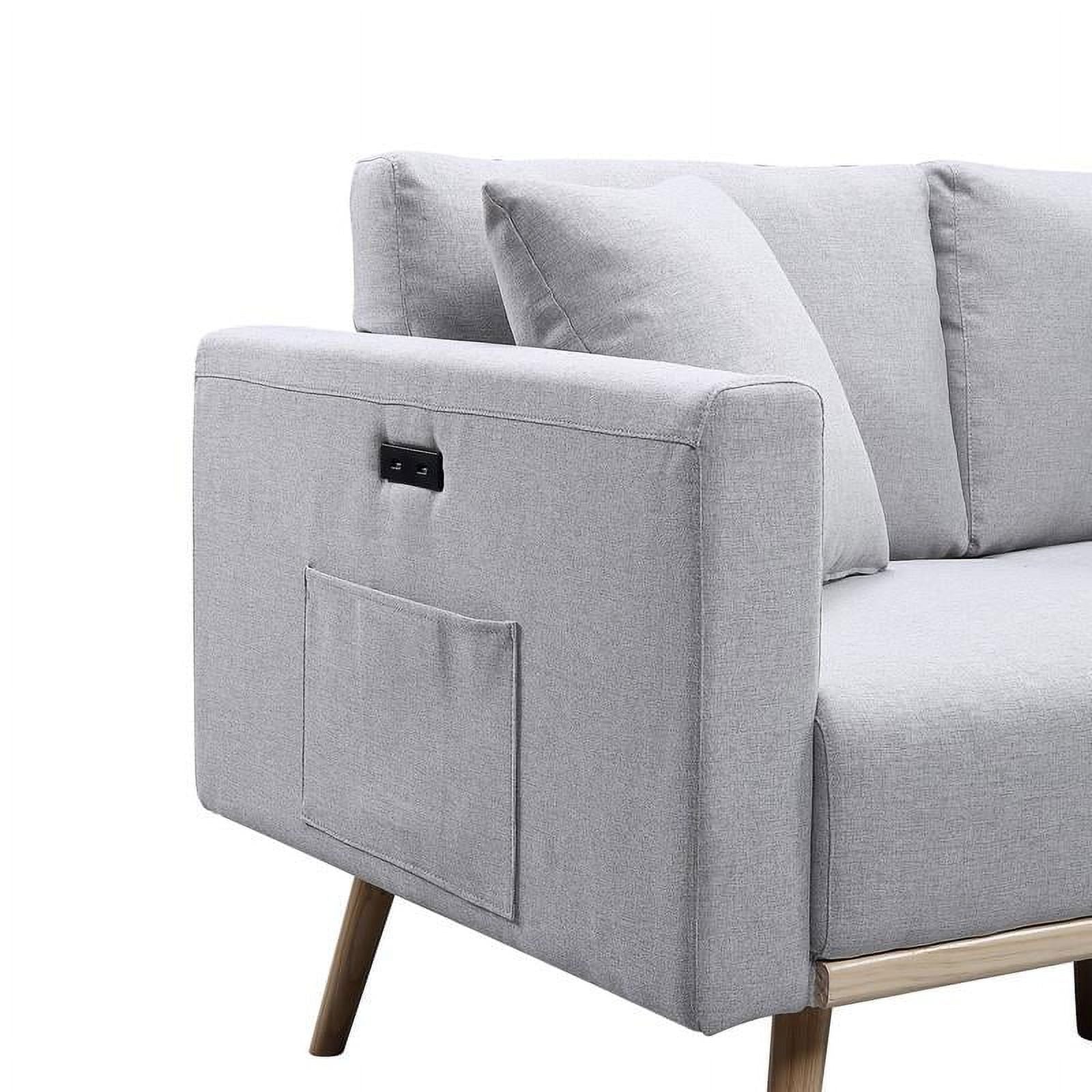Light Gray Fabric Sofa Loveseat Set with USB Ports W629173