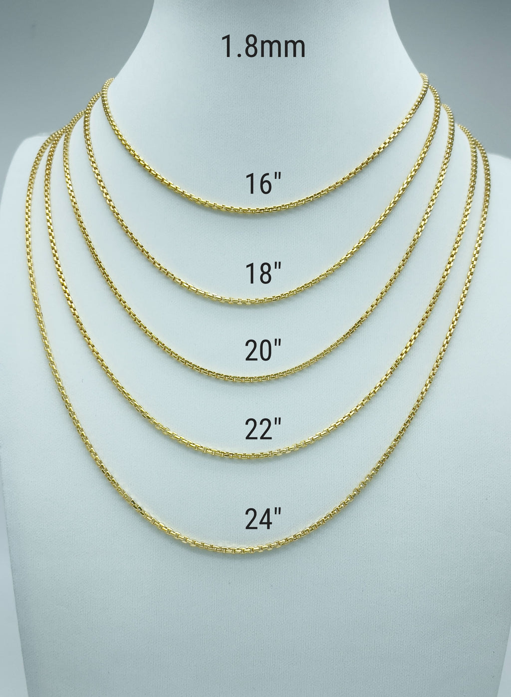 14K Yellow Gold Diamond Cut Box Pendant Chain Necklace 16" 18" 20" 22" 24" J4280