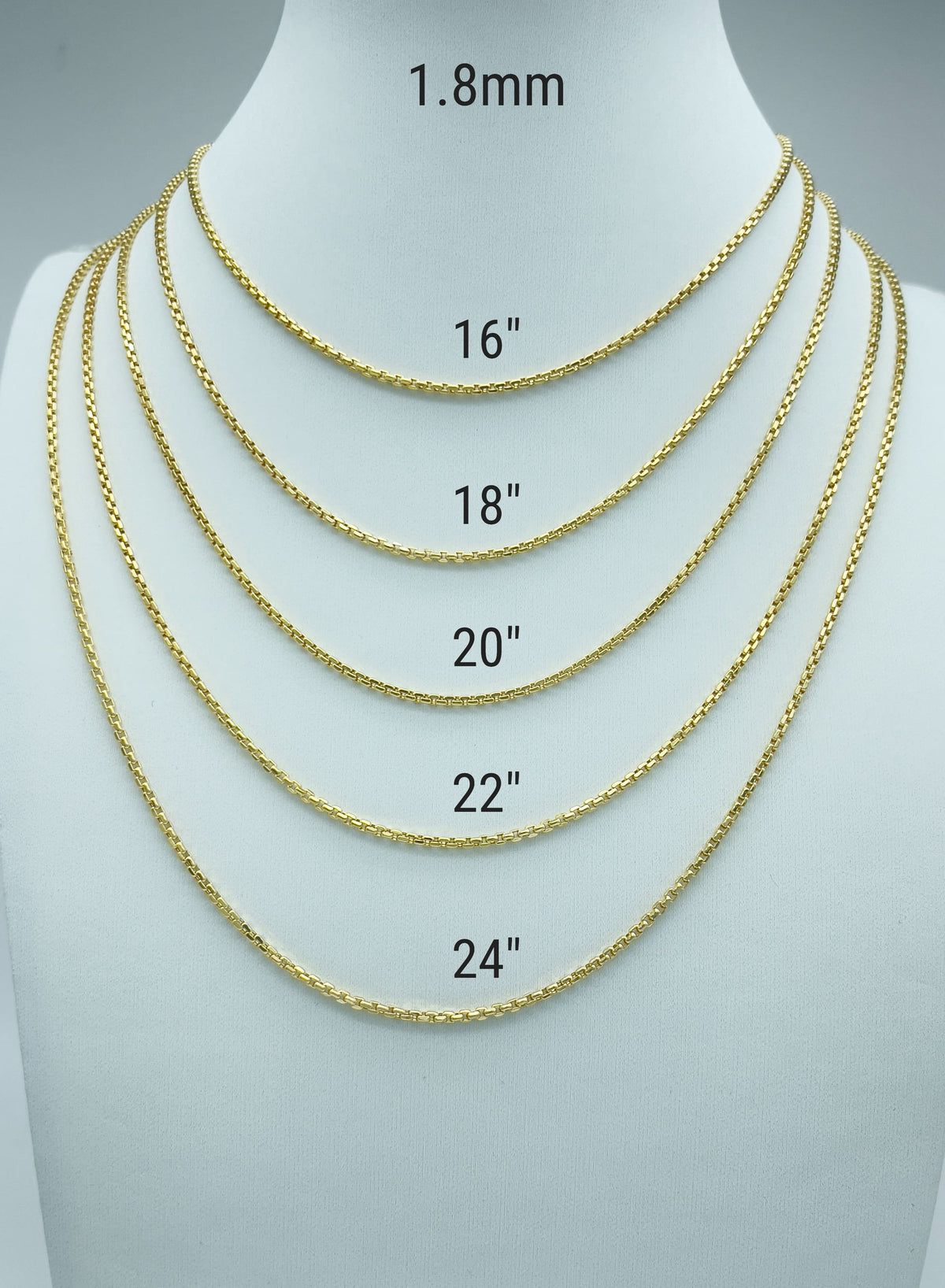 14K Yellow Gold Diamond Cut Box Pendant Chain Necklace 16" 18" 20" 22" 24" J4280