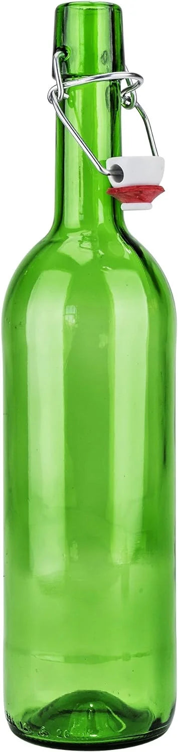 Green Glass Wine Bottle With Stopper, Swing Top K37081