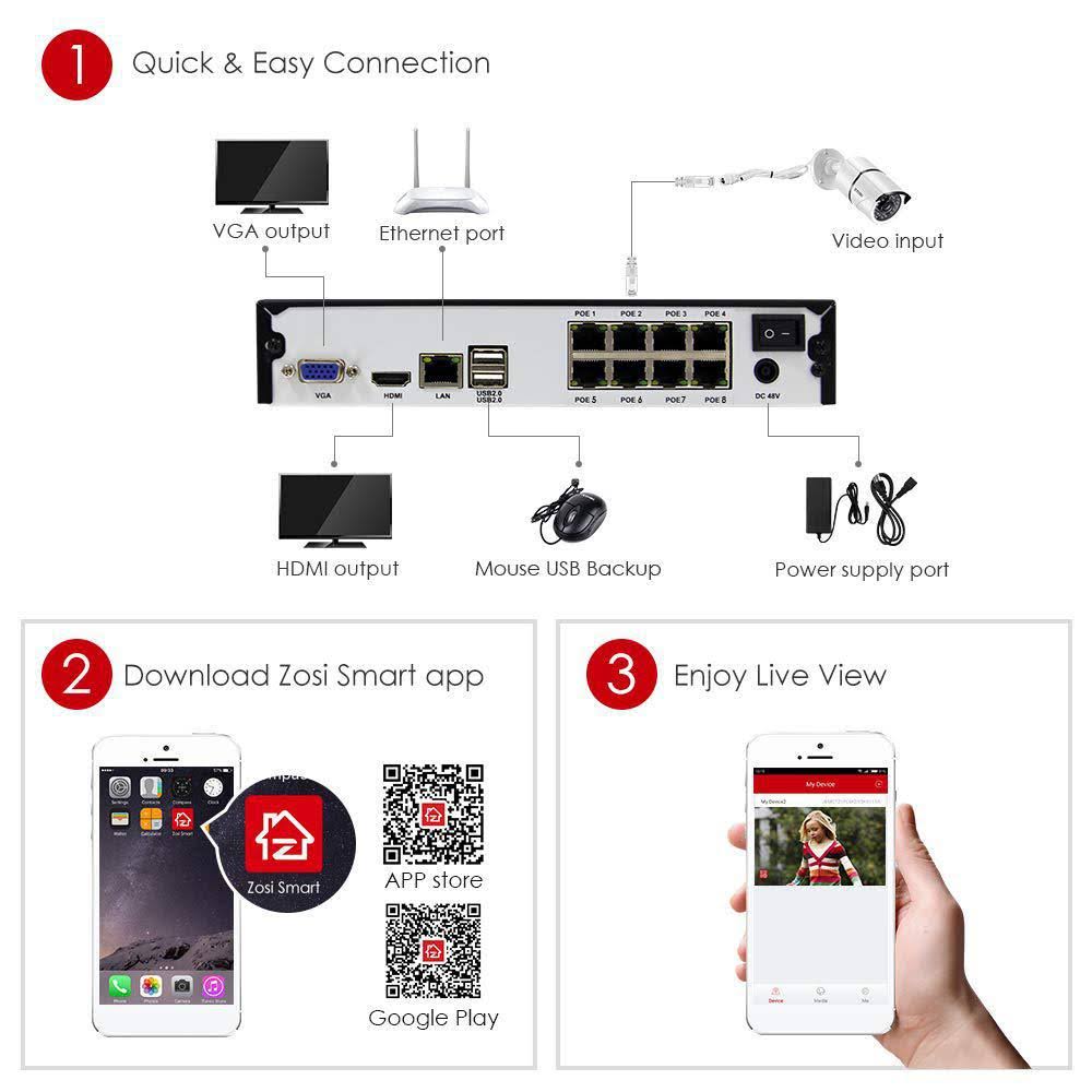 1080p PoE 8-Channel 2TB Hard Drive DVR Security Camera System with 8-Wired Bullet Cameras J746