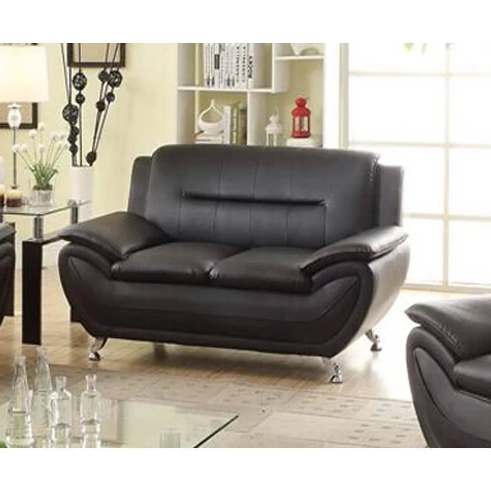 Black Faux Leather Loveseat E88650
