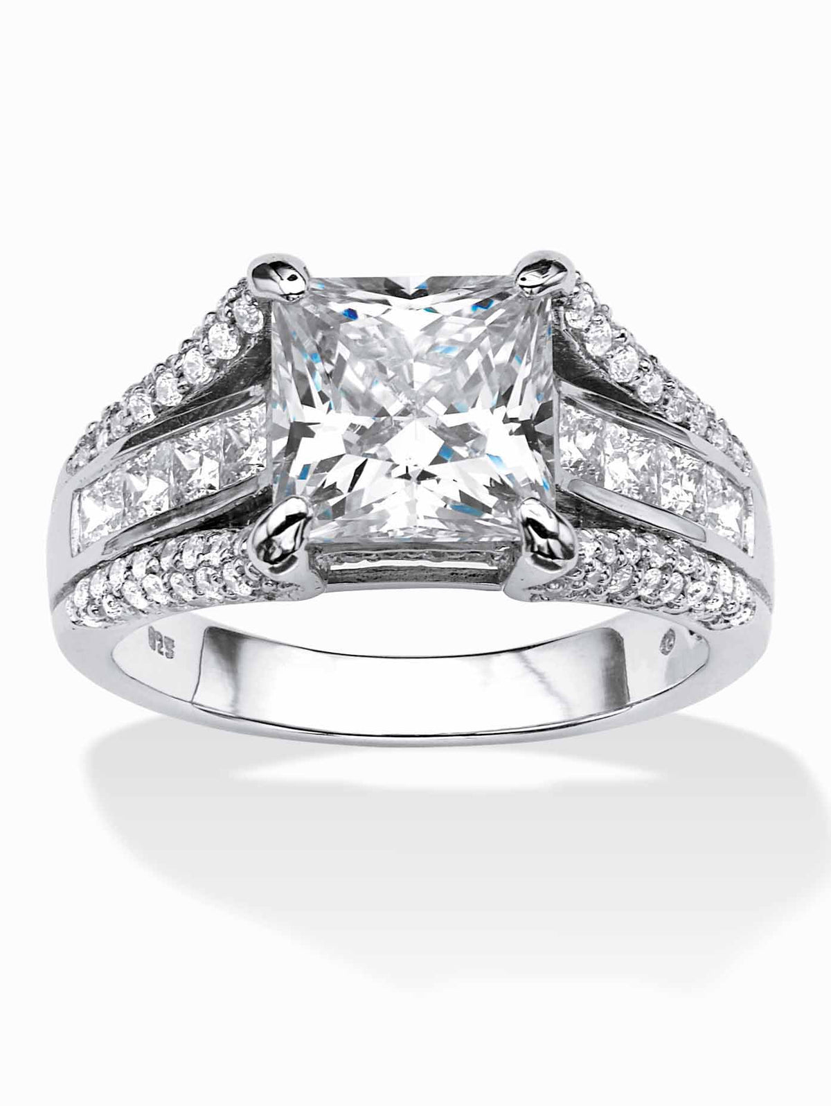 Platinum-plated Sterling Silver 2-Piece Bridal Ring Set with Cubic Zirconia A295260