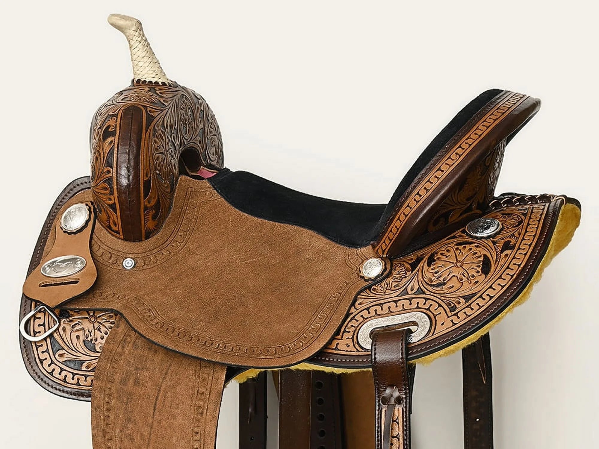 Dark Brown Leather Saddle Set with Reins L426754