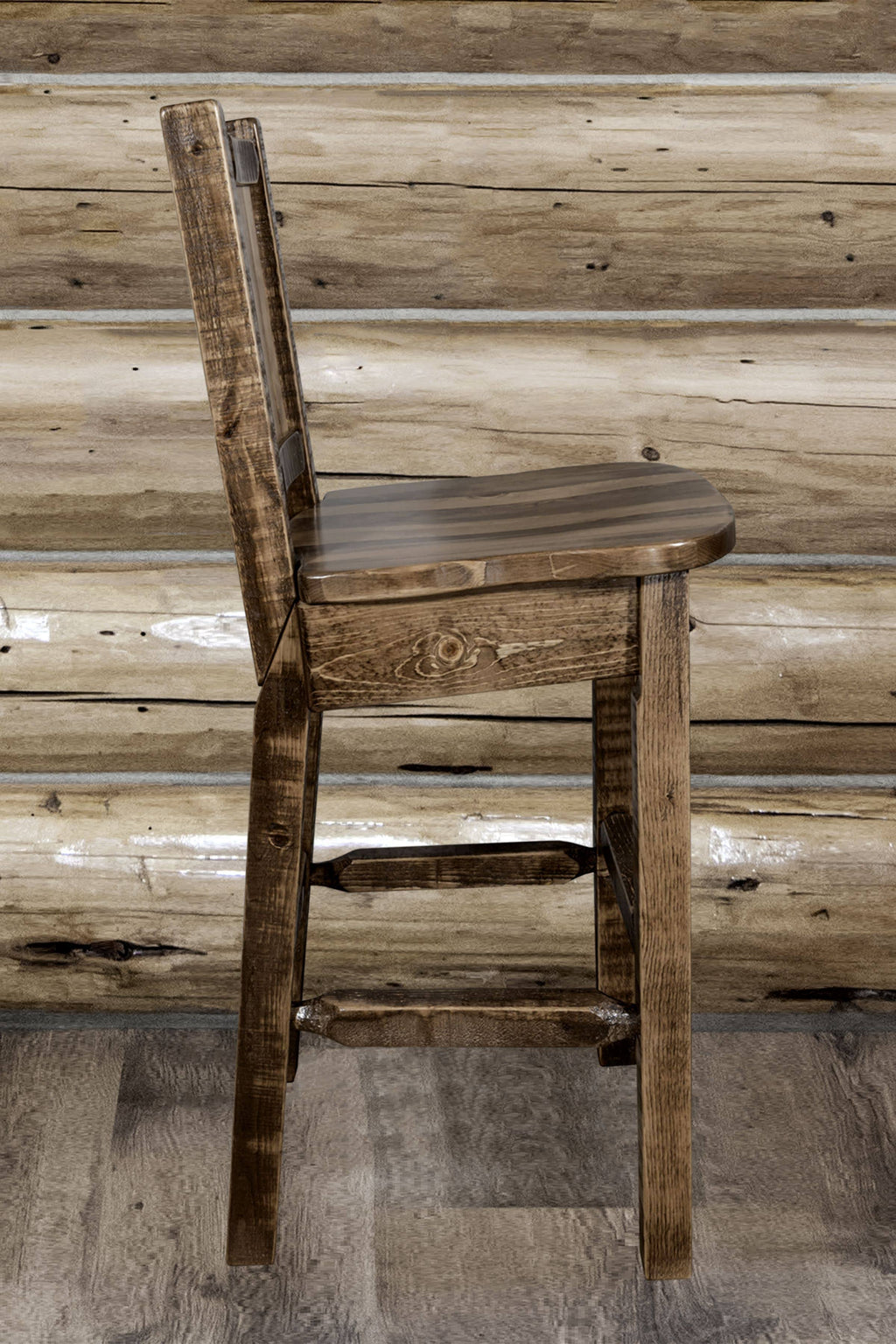 Homestead Back Barstool with Laser Engraved Bronc Design R907