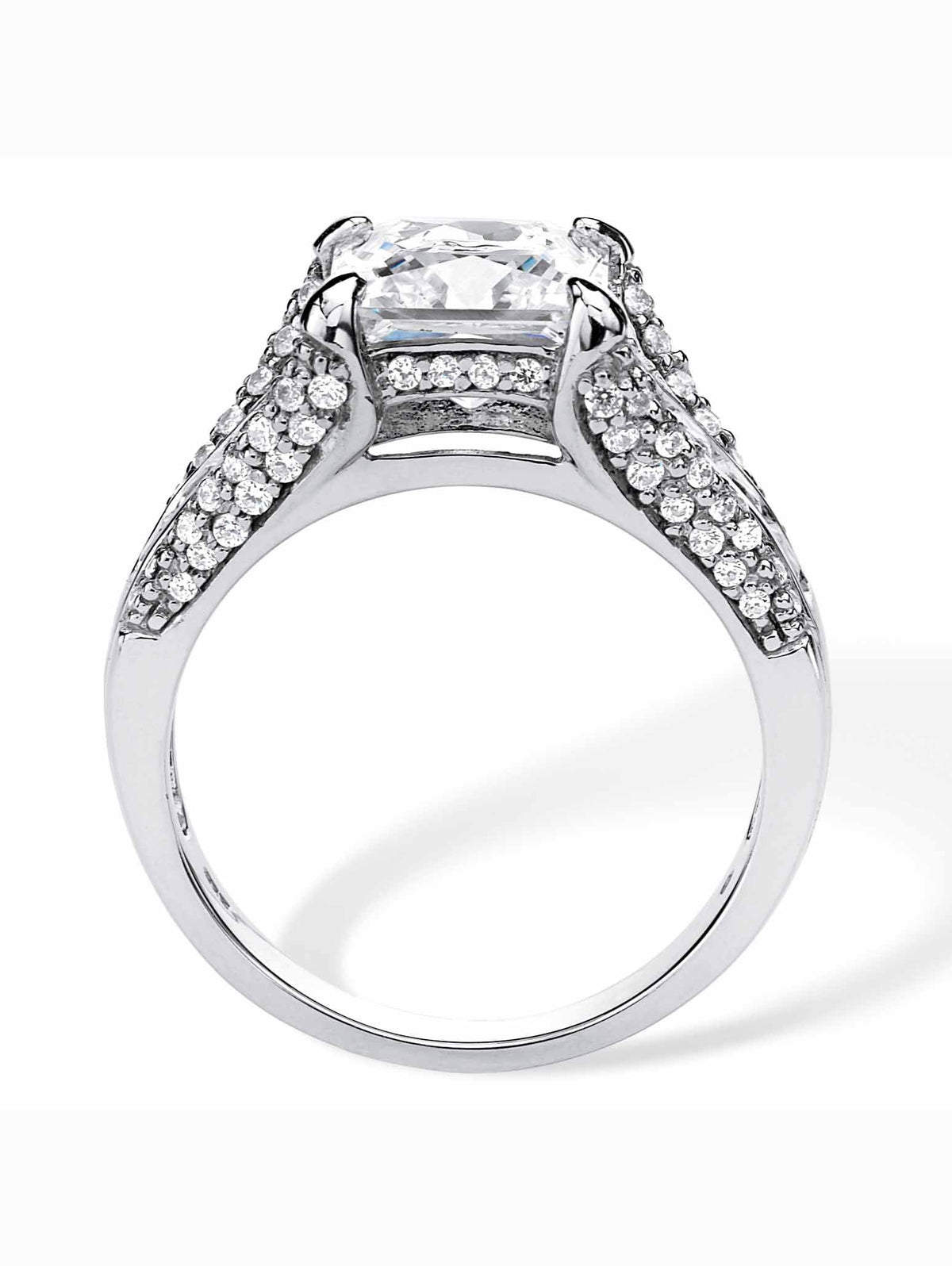 Platinum-plated Sterling Silver 2-Piece Bridal Ring Set with Cubic Zirconia A295260