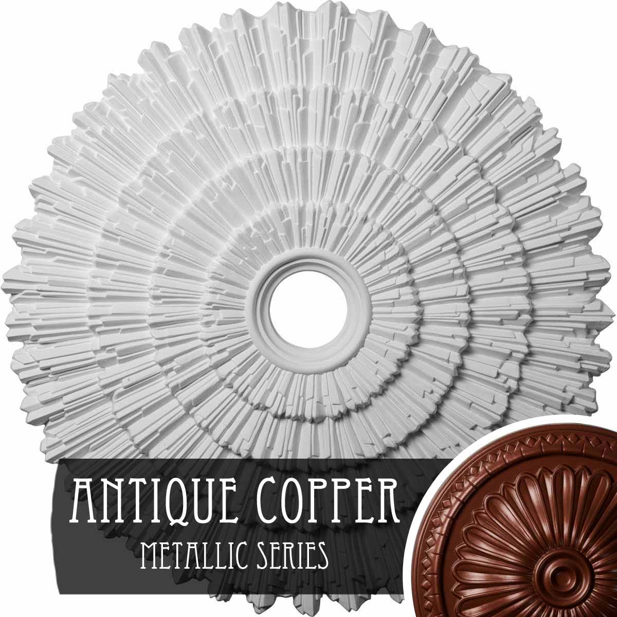 Hand-Painted Antique Copper Ceiling Medallion D965