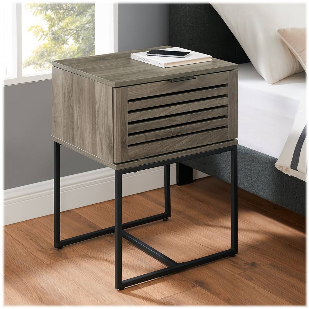 Slate Gray Slat Door Side Table E4387