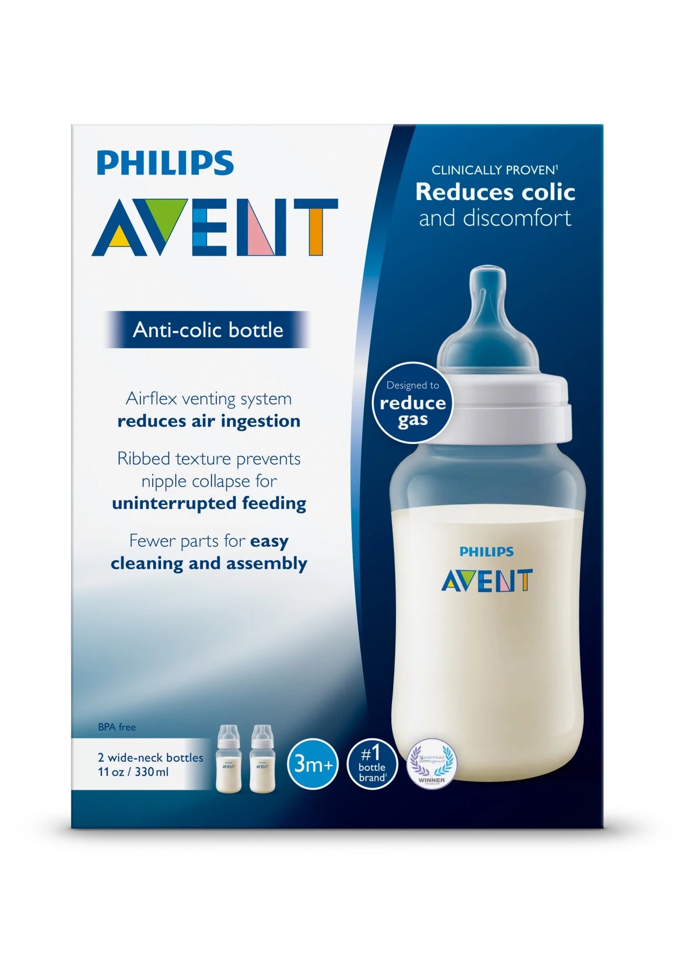 11oz 2pk Clear Anti-colic Baby Bottle N5285
